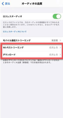 Apple Musicロスレスの切り替え