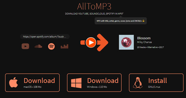 AllToMP3 ウェブサイト