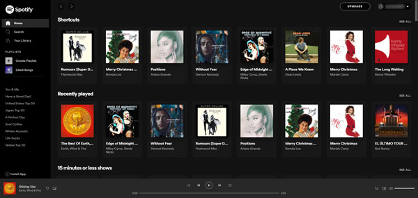 Spotify Web Playerのインターフェース